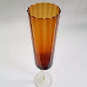 Jarrón tubular de vidrio ámbar Empoli moderno de mediados de siglo vástago torcido 44 cm Italia años 60 - Imagen 1 de 12