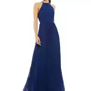 NWT Ieena for Mac Duggal 12496 High Neck Pleated Dress - size 14 - Picture 1 of 8