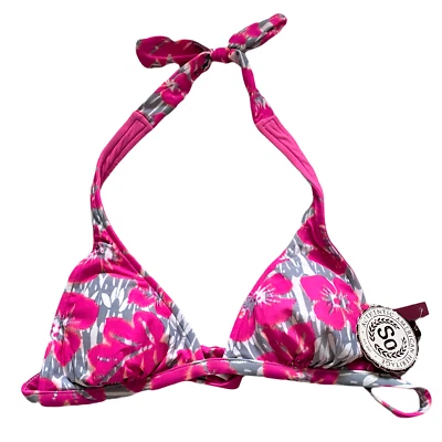 NUEVO So Para Mujer Bikini de Natación Top Traje de Baño Talla XS Rosa Gris Floral Reversible Acolchado Foto 1 de 4