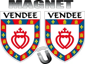 2x MAGNET VENDEE forme écussons département 85 blason magnétique 4x5 cm  - Foto 1 di 1