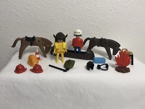 VINTAGE PLAYMOBIL 1974 GEOBRA Horses Fire Hat Police Figures ACCESSORIES LOT - Picture 1 of 11