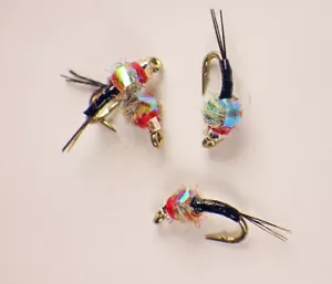 Rainbow Warrior Nymphs Black - Premium Trout Fly Fishing Flies Lot - Picture 1 of 24