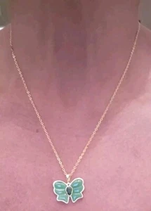 Jade Bow Pendant with Pear Cut Genuine Gemstone in Vermeil Yellow Gold - Picture 1 of 5