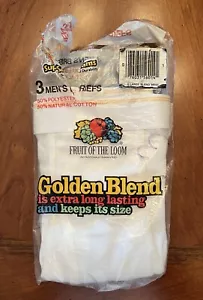 1 Pair RARE Vintage Fruit Of The Loom Golden Blend White Briefs XL Unworn 1983 - Picture 1 of 2