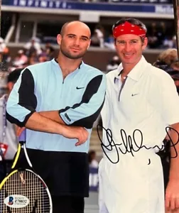 John McEnroe signiert handsigniert 8x10 Foto Tennis Andre Agassi Beckett COA - Bild 1 von 1
