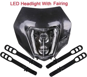 LED Headlight with Bezel For Supermoto 150 250 350 450 500 SX XCW EXC SXF - Picture 1 of 11