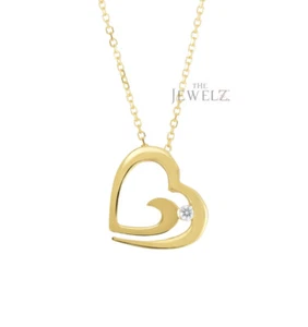 14K Gold 0,03 ct VS/F-G Diamant Träne Herz Jahrestag Anhänger Halskette - Bild 1 von 3