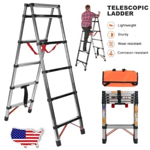  Step Ladder Folding Step Stool with Anti-Slip Pedal,5 Step Telescopic Ladder - Picture 1 of 16