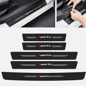 5x Carbon Fiber Sport Style Car Door Scuff Sill Cover Panel Step Trunk Protector - Picture 1 of 21