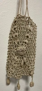 VINTAGE HAND CROCHETED NET TOTE BAG - Picture 1 of 3