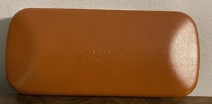 Fossil Sunglasses /Eyeglass Hard Case Only Brown Faux Leather Blue Interior - Picture 1 of 7