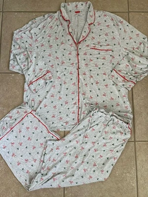 NEW Aerie Sz XXL Holiday Bows & Holly 2 Pc Viscose Pajama Lounge Set Christmas - Image 1 of 4