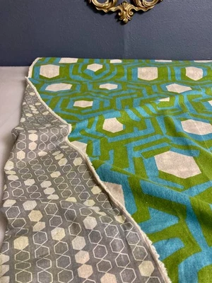 Rare Hokkoh Double-Sided Japanese Cotton Fabric | Mdweight Green/Blue/Gray 44.5" - Image 1 of 4
