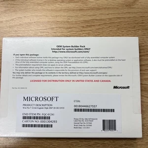 Microsoft Windows 7 Pro OEM System Builder Pack (PC) NEW Sealed 32-Bit DVD - Picture 1 of 4