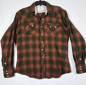 Vintage H Bar C Ranchwear Wool/Nylon Blend Western Shirt Red and Black (Read) - Picture 1 of 16