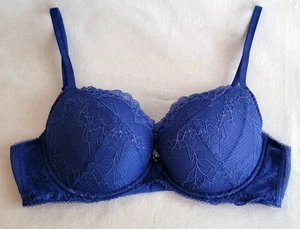 Gossard Superboost gepolsterter Plunge-Bügel-BH MIT SPITZE 1-Haken #7711 blau 34D - Bild 1 von 8