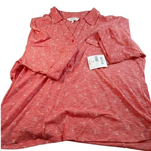 Coral Bay Damen Neu mit Etikett XL Rosa & Weiß Segelboot 3-Knopf Bluse - Bild 1 von 5