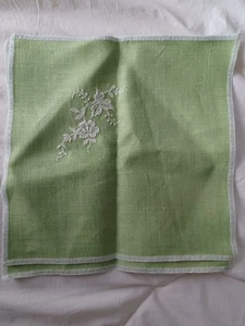 Williams Sonoma Kent Baumwolle/Leinen Cocktail Servietten bestickt grün Blatt Set/6 - Bild 1 von 3