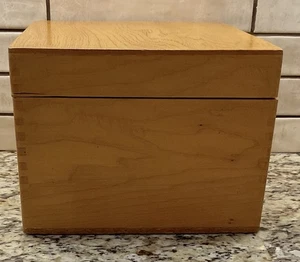 Vintage PSI Wood Dovetail Index Card File Recipe Box 10" x 9" x 6 3/4" - Picture 1 of 12