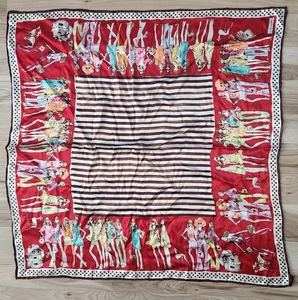 Henri Bendel Bufanda de Seda Moda Niñas Estampado Cuadrado Rojo Marrón 34 pulgadas - Imagen 1 de 7