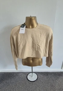 Only onlrocky cropped sweatshirt beige women's oversized size xs fit upto medium - Picture 1 of 9