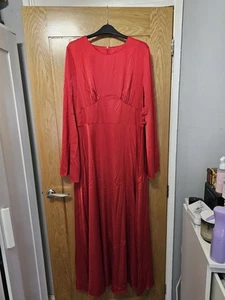 Satin Abaya- Red Size XXL Equivalent UK 18 - Picture 1 of 3