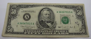 Fifty Dollar Banknote $50 Bill Series 1990  Serial A 36067015 A - Picture 1 of 5