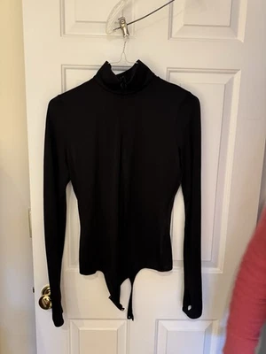 Wolford NWT Women’s Size Medium Front Zipper Body Suit with Thumb Holes Black M - Image 1 of 4