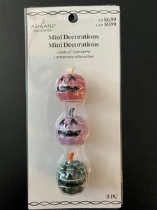 ASHLAND HALLOWEEN MINIATURES JACK-O-LANTERNS ~ SET OF 3 NEWIN PKG 2025 PUMPKINS - Picture 1 of 2