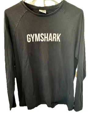 Gymshark Men's Size Medium Apollo Long Sleeve Black Crewneck Athletic Spellout - Image 1 of 4