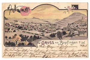 Bopfingen bei Aalen , Stadtansicht  Zier-Litho mit Eisenbahn  1902 - Bild 1 von 2