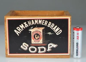 VINTAGE ARM & HAMMER BRAND CHURCH & CO'S SODA WOODEN CRATE - SMALL 4" X 2 3/4" - Picture 1 of 9
