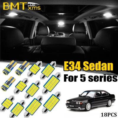 18 Bulbs for BMW 5 Series E34 White LED Interior lighting + License Plate Light - Image 1 of 4