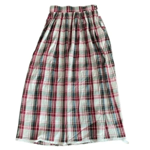 VINTAGE Susan Bristol Skirt 100% Silk Full Midi Plaid 10 - Picture 1 of 8