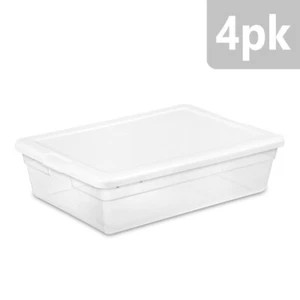 Sterilite 4-Pack Storage Box, Stackable Clear Plastic Bins with Snap-On Lids, 28 - Picture 1 of 9