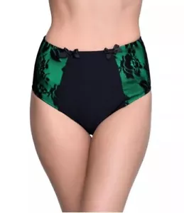 Costume da bagno bikini nuovo con etichette DC COMICS GREEN POISON IVY BOMBSHELL retrò fondo 2XL XXL - Foto 1 di 8
