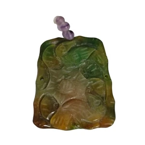 Colgante de bola de amatista con cuentas de amatista hojas de jade verde tallado E97 - Imagen 1 de 10