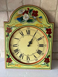 Country Corner French / Belgium Floral Handpainted Wood Wall Clock 42 cm Tall - Picture 1 of 24