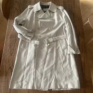 Vintage AQUASCUTUM Mens Trench Coat Off White L/XL - Picture 1 of 14
