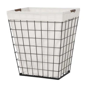 75L rectangular wire laundry basket with removable cotton liner. - Picture 1 of 6