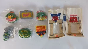 Burger King Teenage Mutant Ninja Turtles Rad Badges 1989 set completo di 6+ SACCO - Foto 1 di 8