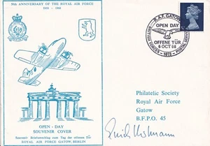 RAF Gatow 50th Anniv of RAF Signed  Eric Messerschmitt Bf 109,German pilot - Picture 1 of 3