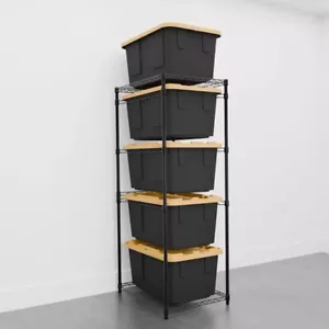 Saferacks Black Storage Bin Rack, 5 Tote Capacity, NSF Certified - Picture 1 of 8