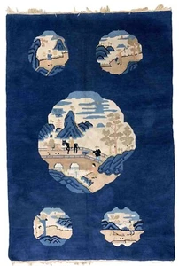 Handmade antique Peking Chinese rug 4.1' x 6.2' (125cm x 189cm) 1900s - 1B912 - Picture 1 of 7