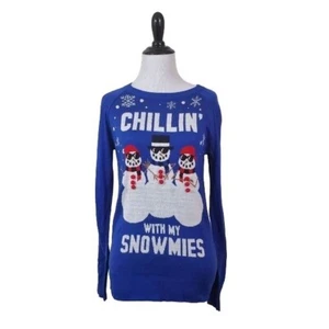 Chillin with my Snowmies Weihnachtspullover XS X-Small festlich Urlaub blau - Bild 1 von 11