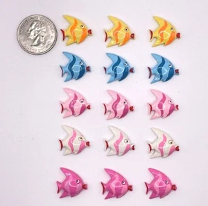 15 pcs x 3/4" Resin Angel Fish/Coral Flatback Embellishment for Bow/Card SB430 - Picture 1 of 3