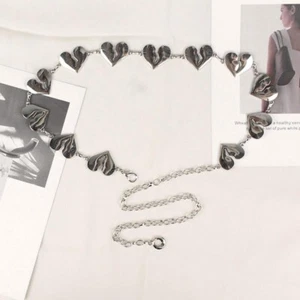 Donna Girovita Catena Cintura Metallo Forma Cuore Abito Accessorio - Foto 1 di 11