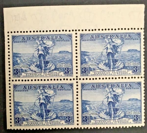 1936 Australian Crown Watermark Tab Block 4 x 3d Opening Cable to Tasmania MNH - Picture 1 of 3