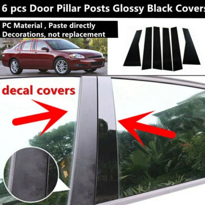 For Chevrolet Impala 2006-2011 2012 2013 Black Pillar Posts Door Trim Cover Foto 1 de 4