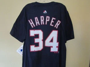 Majestic BRYCE HARPER #34~Washington Nationals NAVY Youth 14/16~T-shirt - Picture 1 of 5